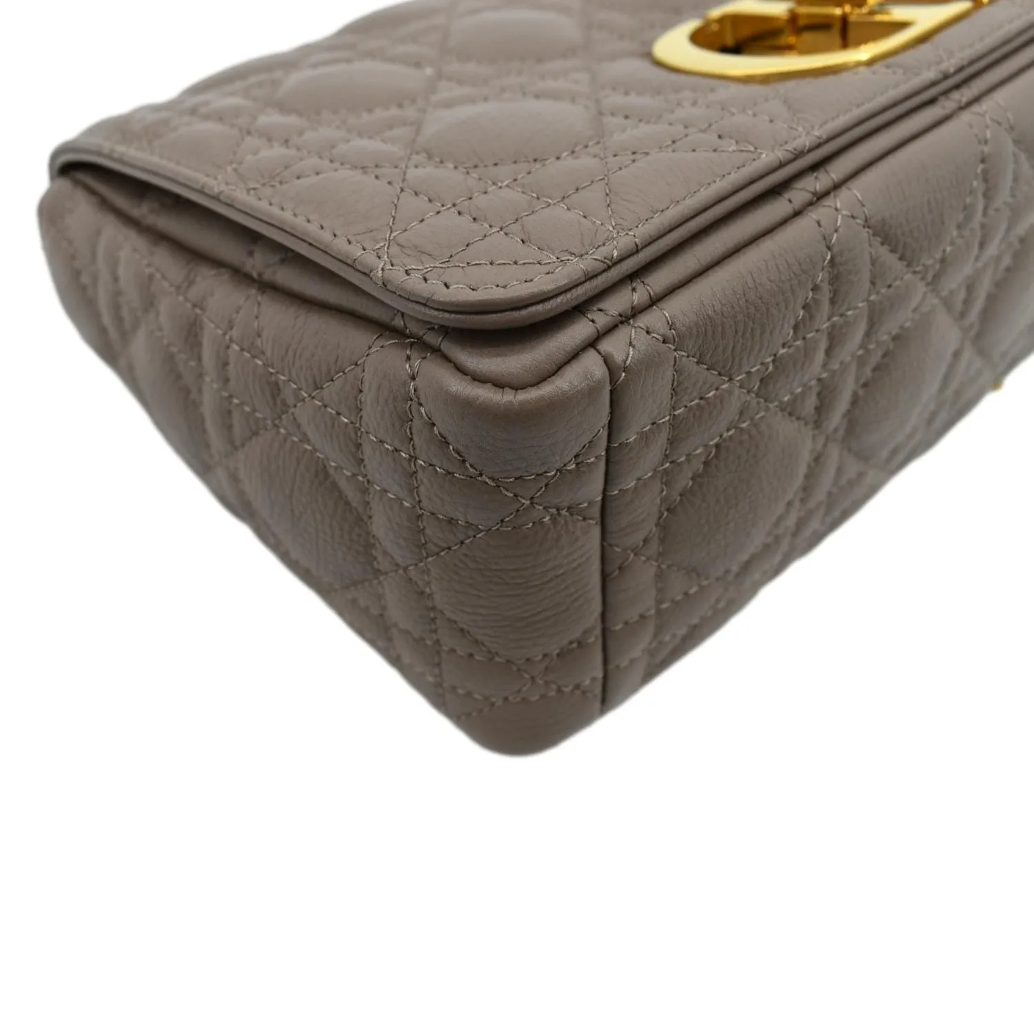 CHRISTIAN DIOR Caro Iridescent Leather Shoulder Bag Metallic Pink