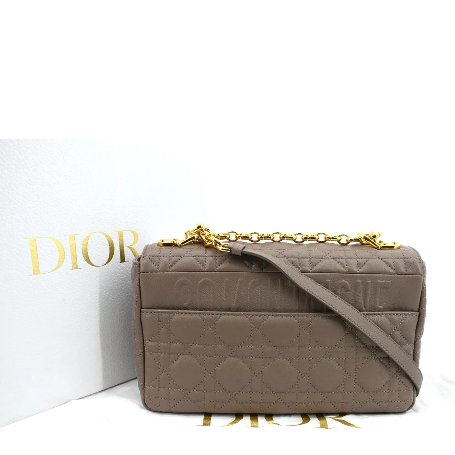 CHRISTIAN DIOR Caro Iridescent Leather Shoulder Bag Metallic Pink
