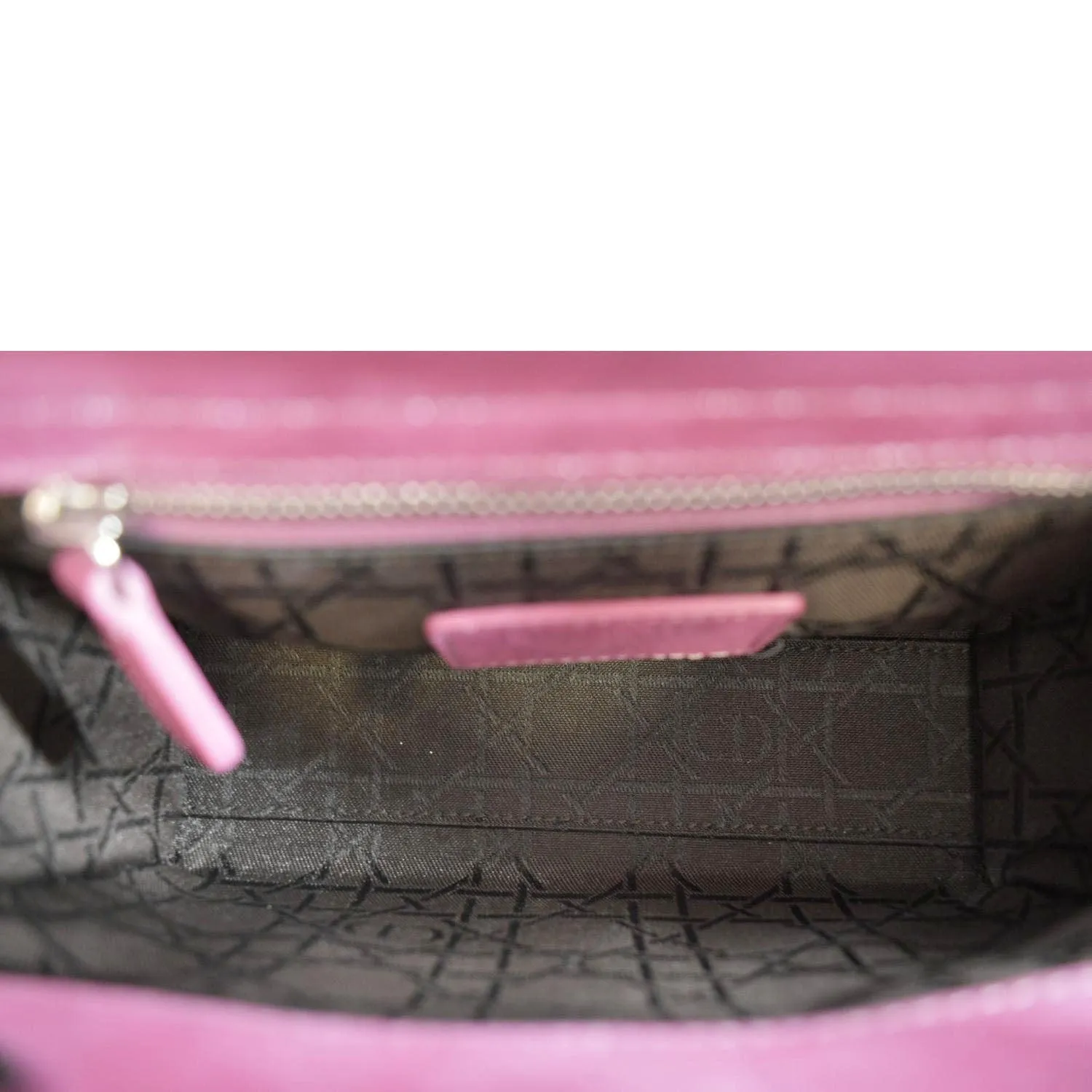 CHRISTIAN DIOR Mini Lady Dior Pearlescent Cannage Lambskin Shoulder Bag Dark Pink