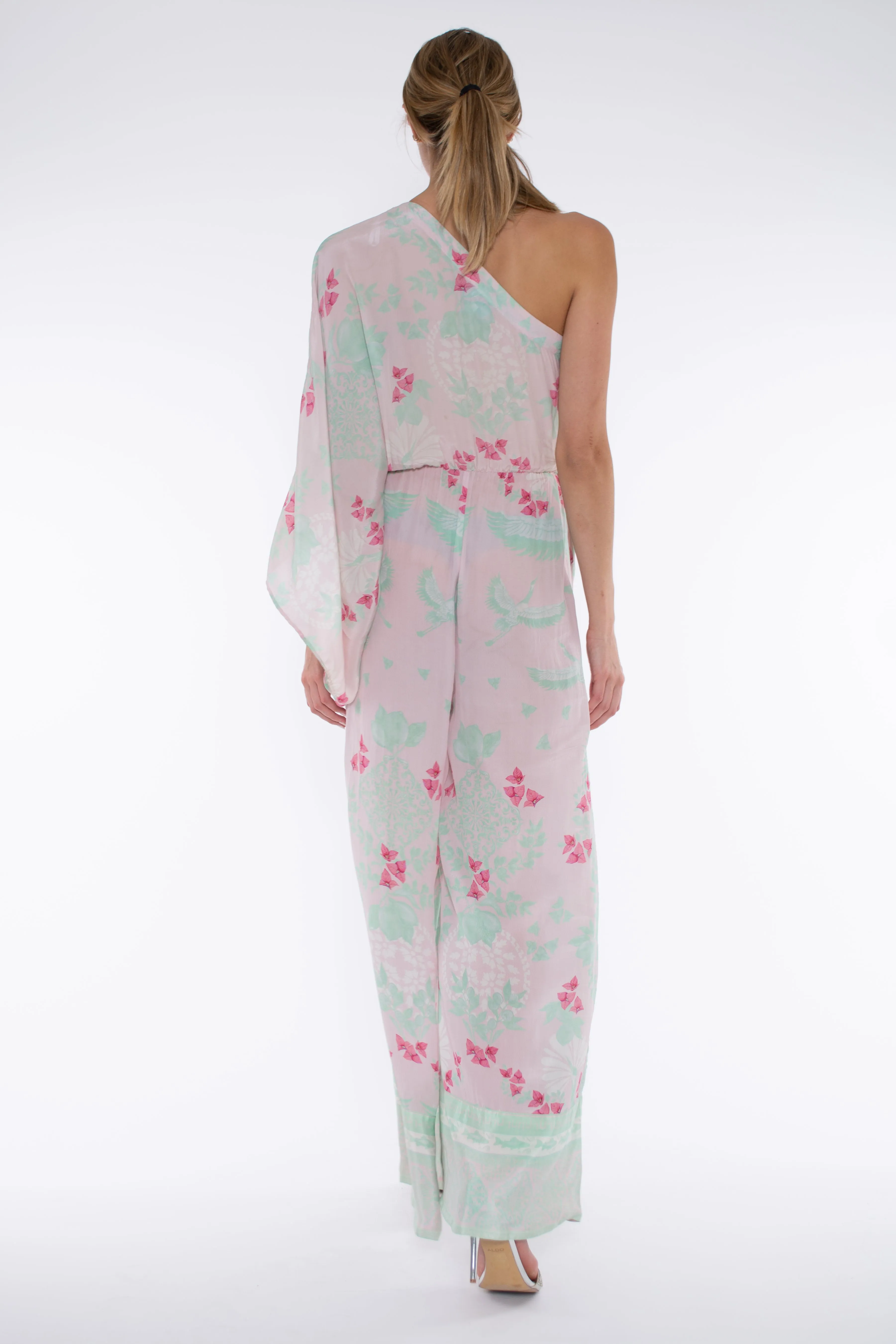 CLEO JUMPSUIT - PINK GREEK BIRDS