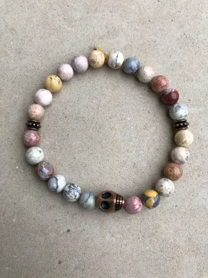 Copper Skull on Sunset Jasper Bracelet ~ Homme