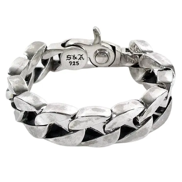 Crown Cuban Sterling Silver Men's Biker Bracelet