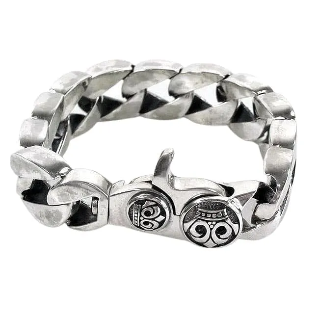 Crown Cuban Sterling Silver Men's Biker Bracelet