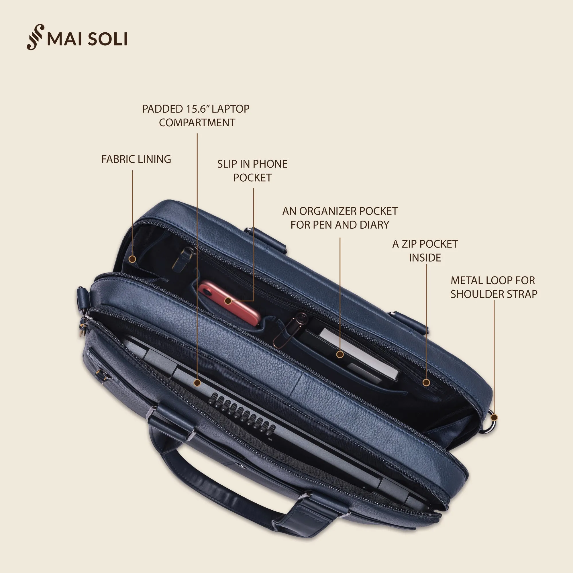 Cruiser All-Purpose Laptop Bag - Navy Blue