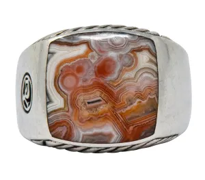 David Yurman Jasper Ring Sterling Silver Men's Exotic Stone Ring