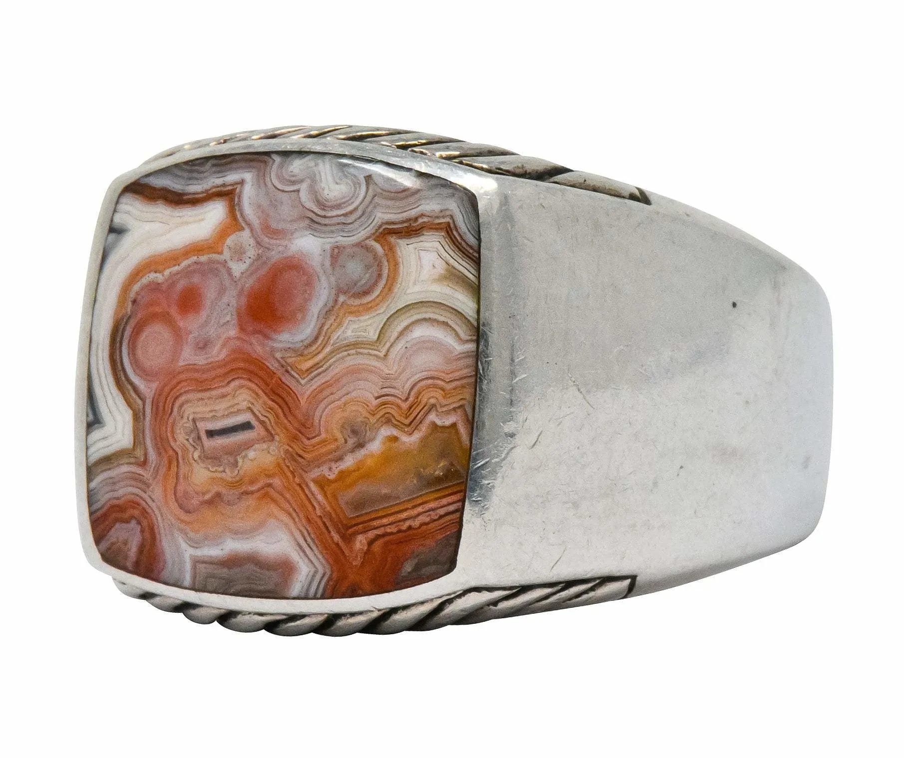 David Yurman Jasper Ring Sterling Silver Men's Exotic Stone Ring