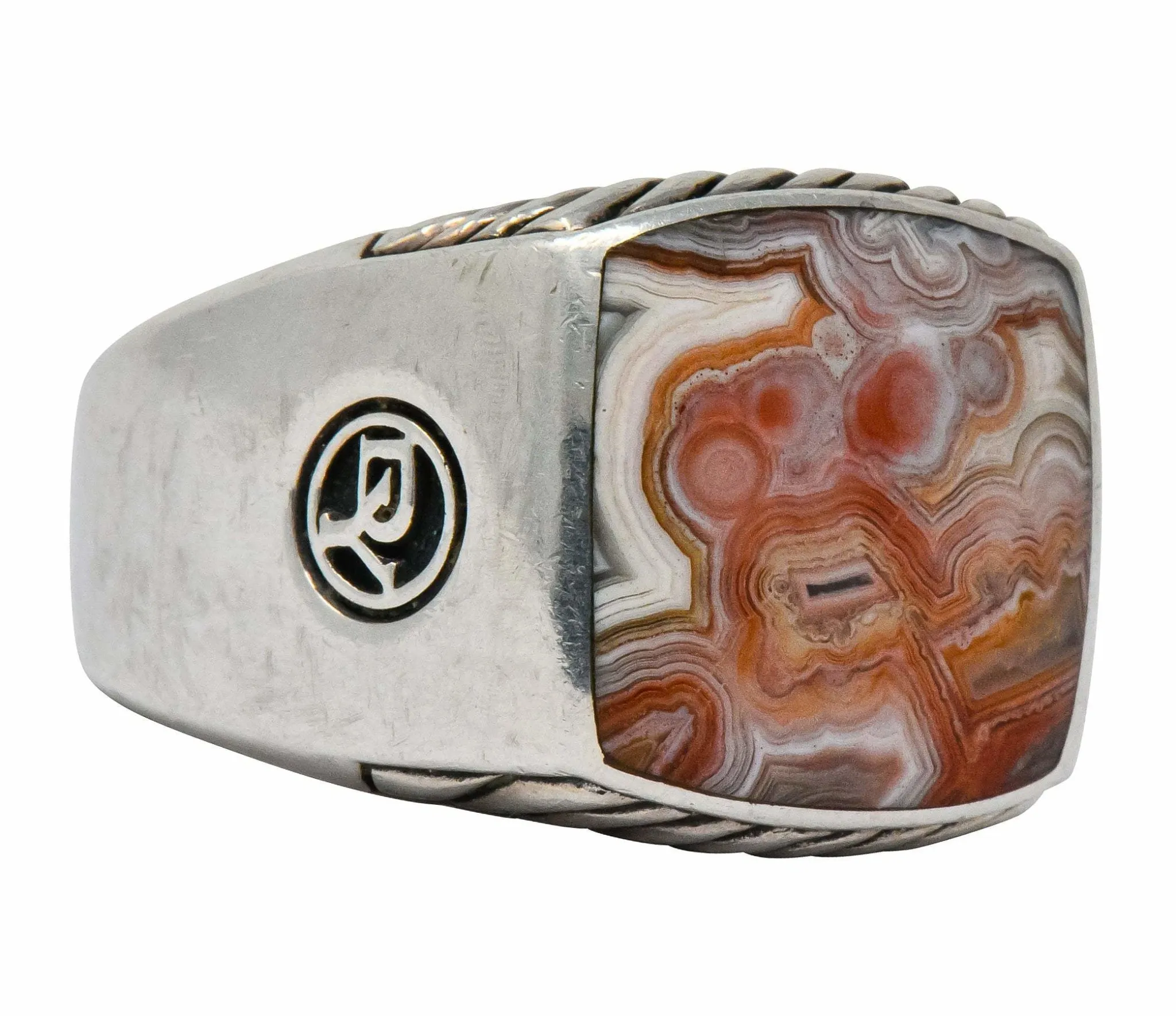 David Yurman Jasper Ring Sterling Silver Men's Exotic Stone Ring