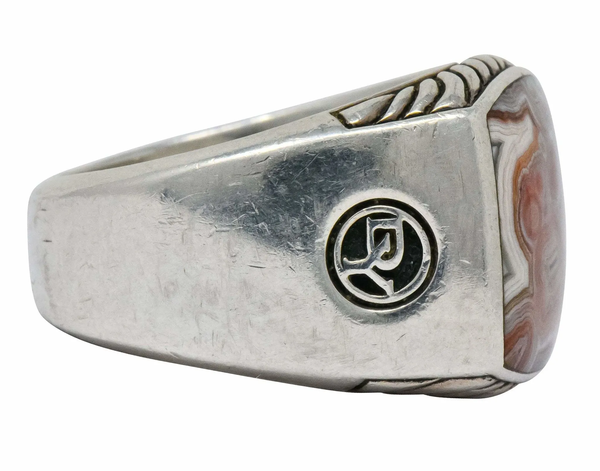 David Yurman Jasper Ring Sterling Silver Men's Exotic Stone Ring