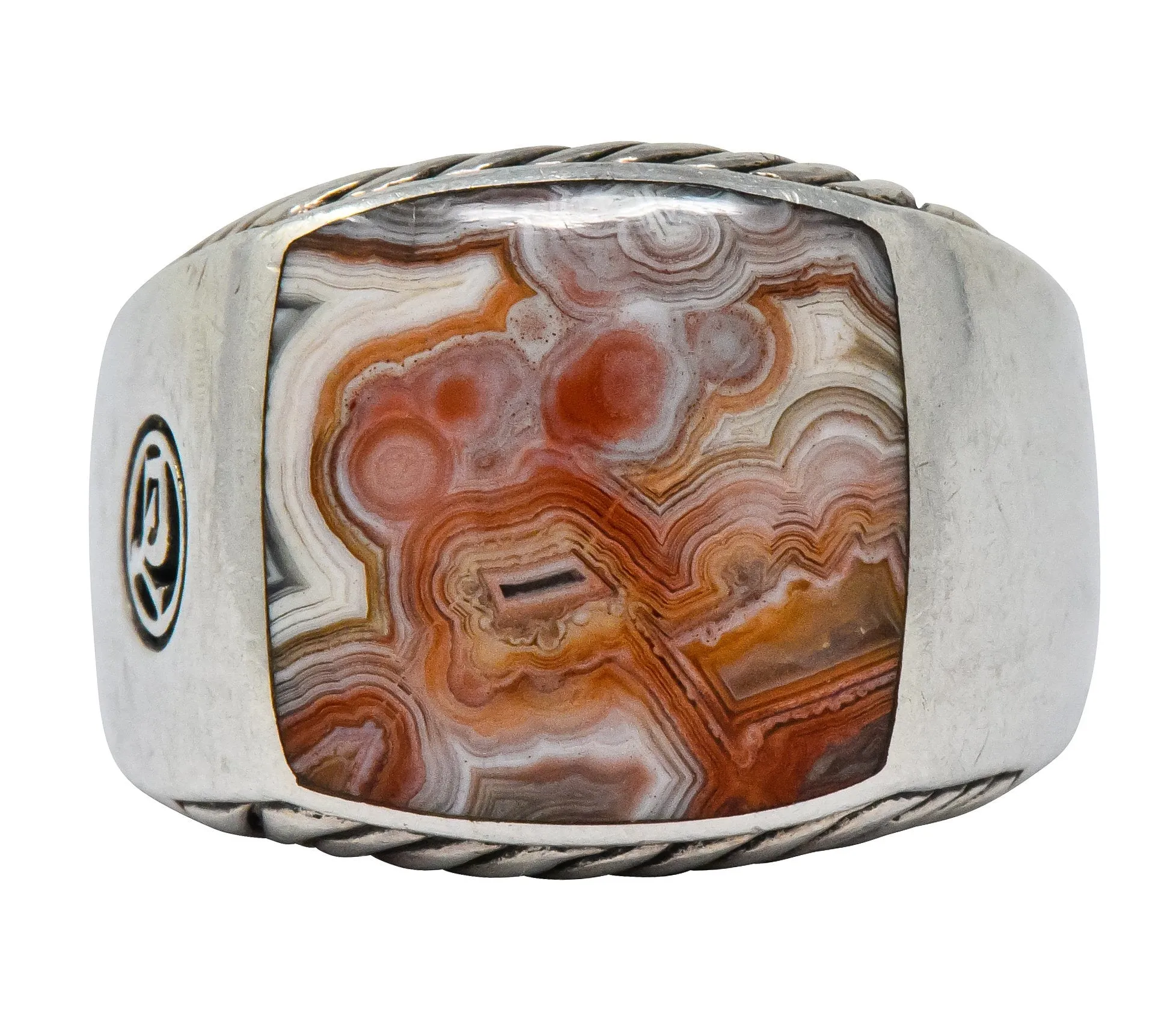 David Yurman Jasper Ring Sterling Silver Men's Exotic Stone Ring