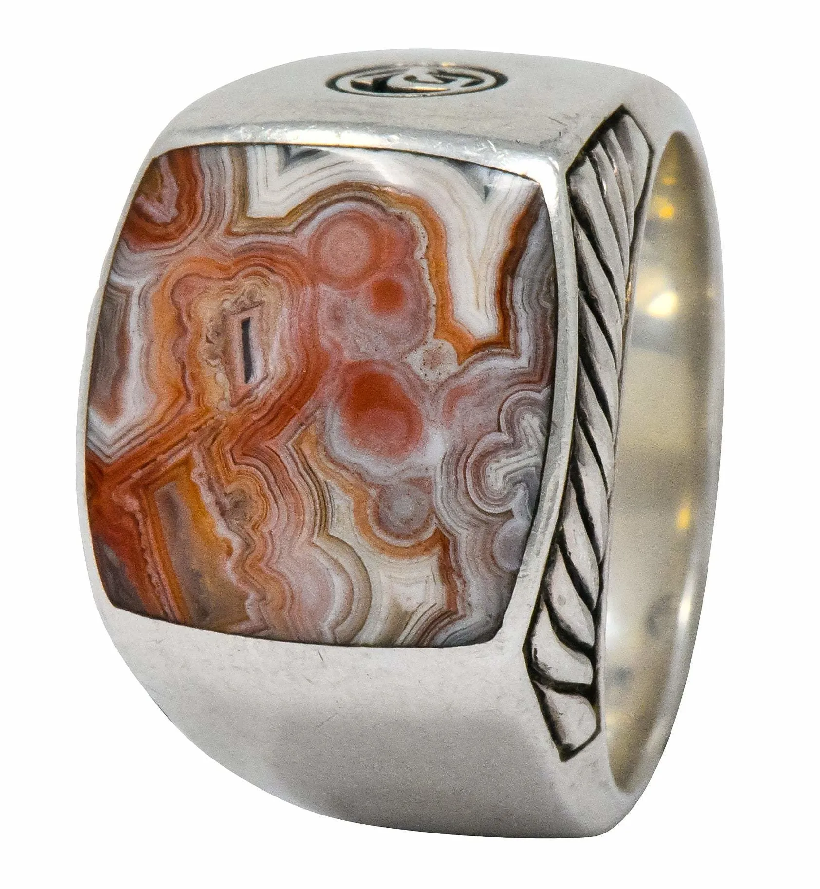 David Yurman Jasper Ring Sterling Silver Men's Exotic Stone Ring