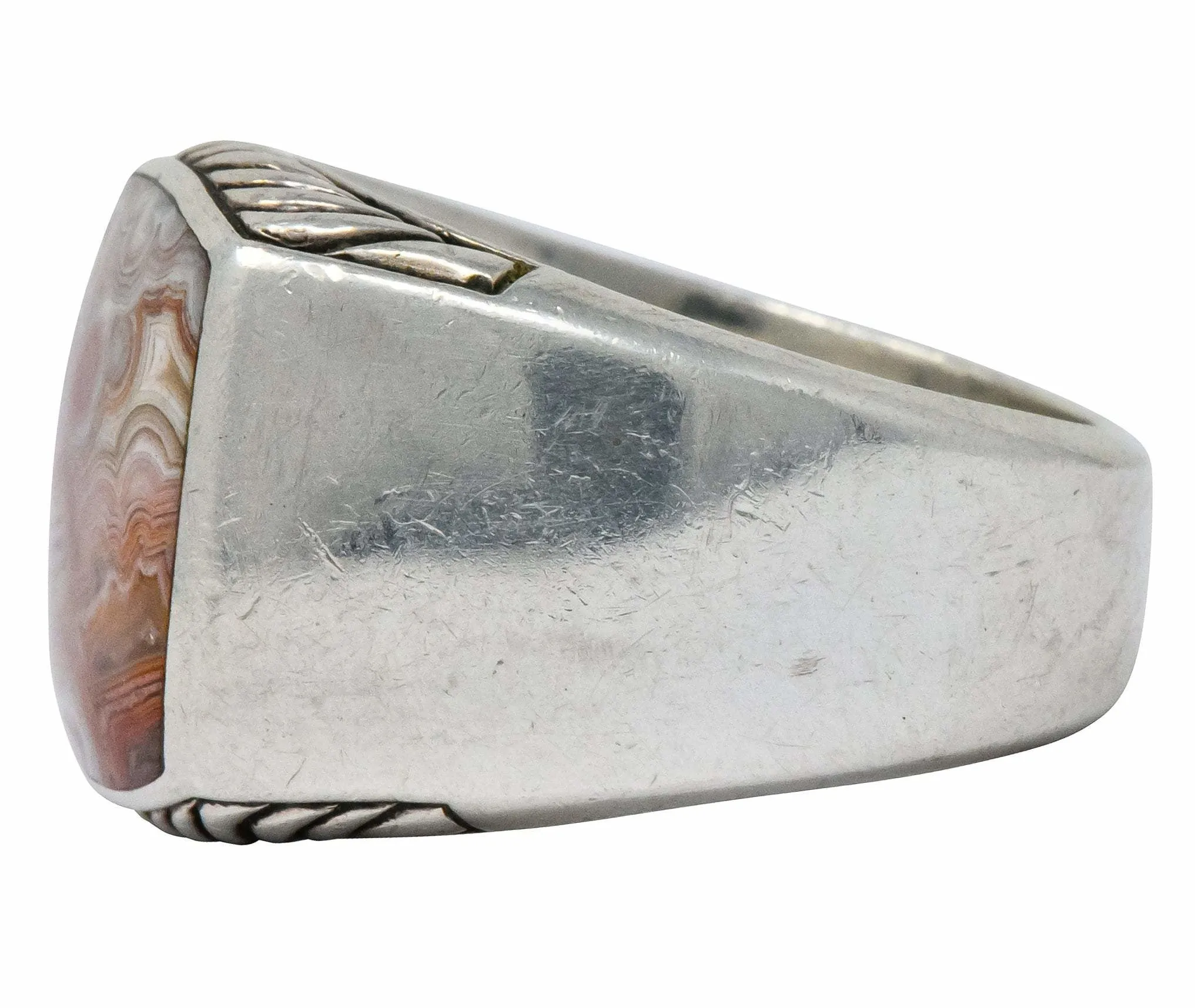 David Yurman Jasper Ring Sterling Silver Men's Exotic Stone Ring