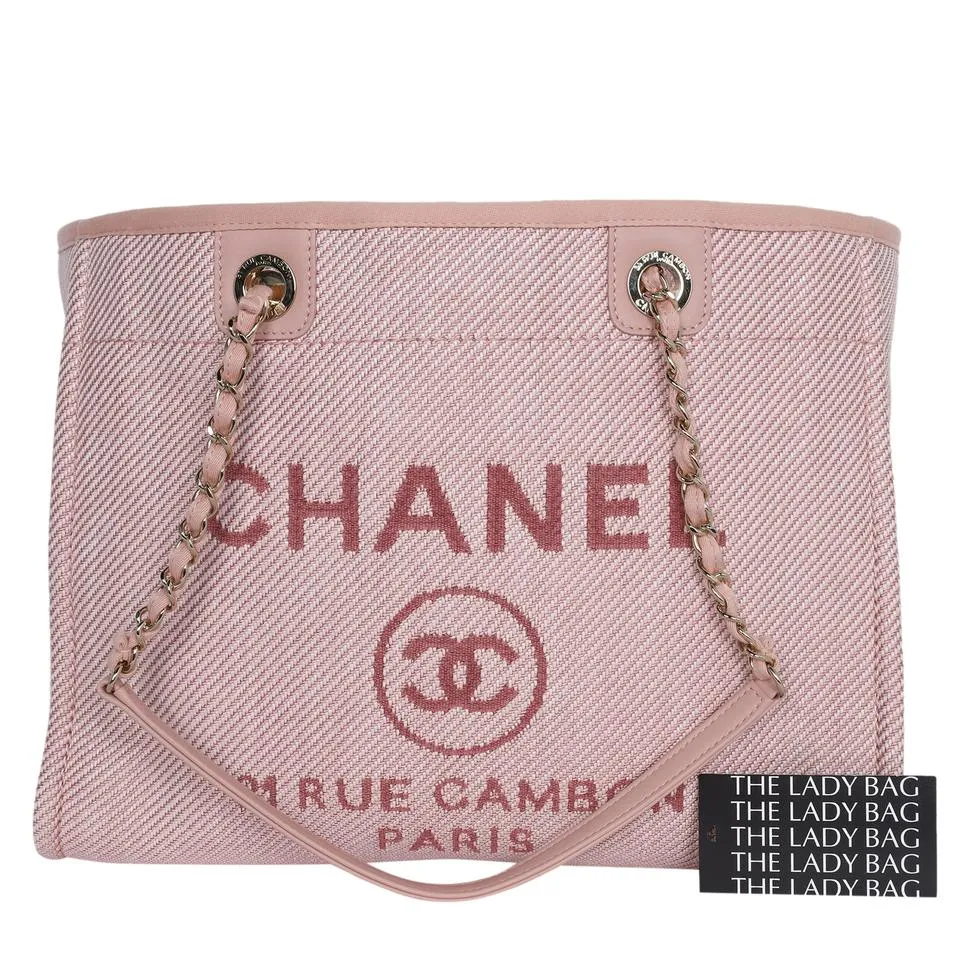 Deauville pink canvas large shopping tote NEW