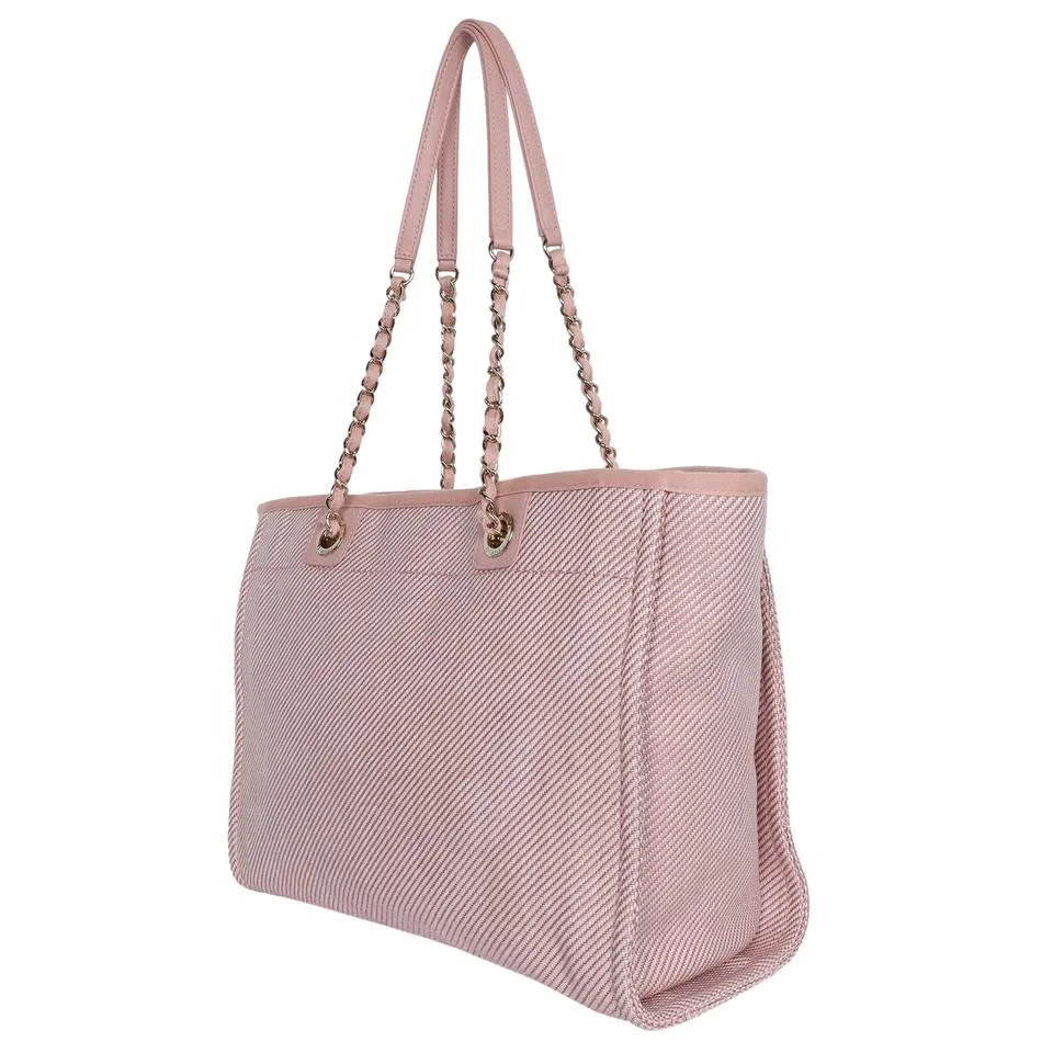 Deauville pink canvas large shopping tote NEW