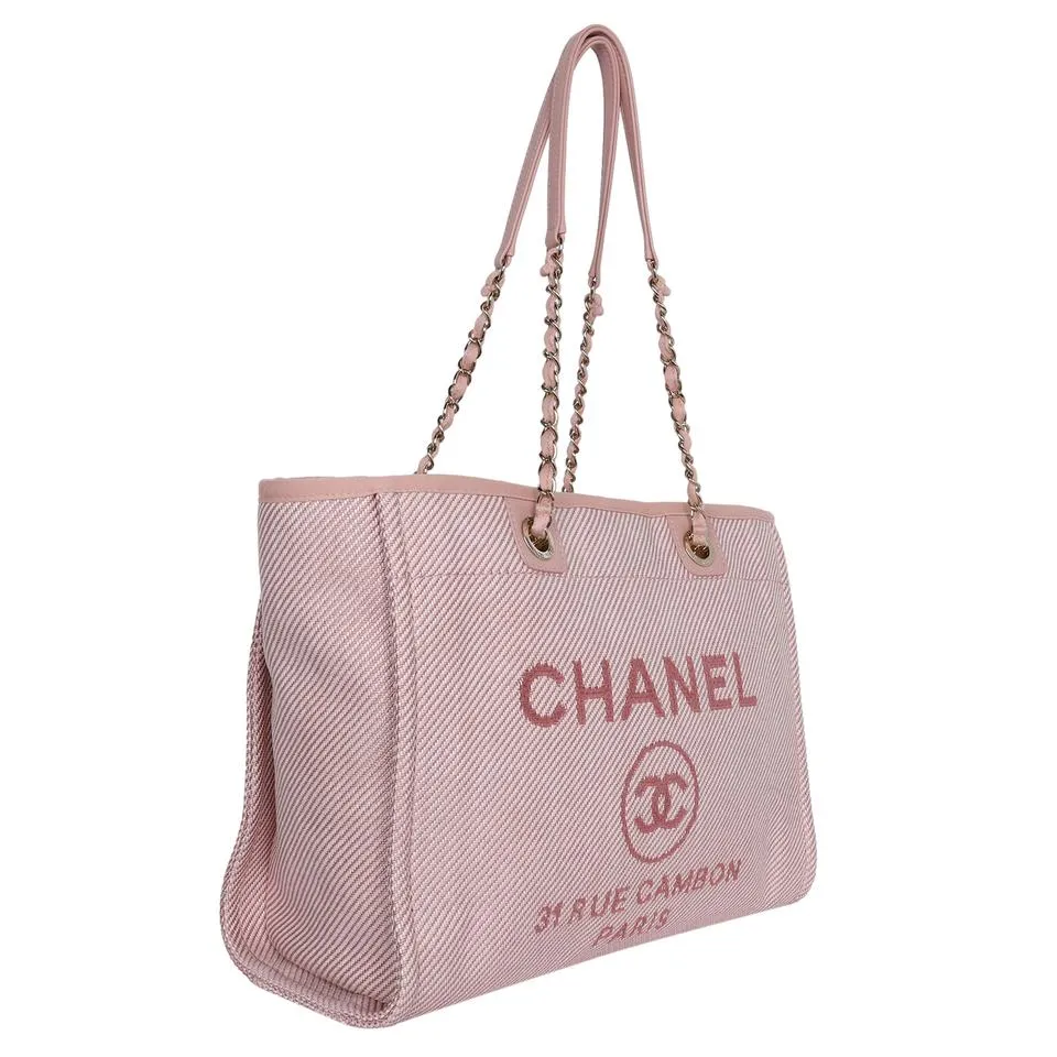 Deauville pink canvas large shopping tote NEW