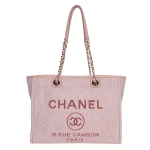 Deauville pink canvas large shopping tote NEW