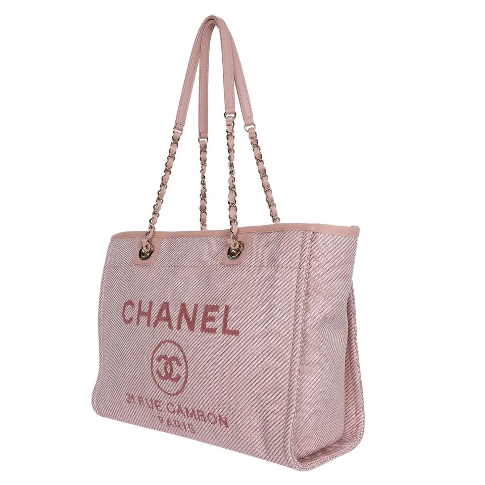Deauville pink canvas large shopping tote NEW