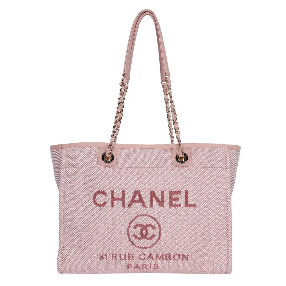 Deauville pink canvas large shopping tote NEW