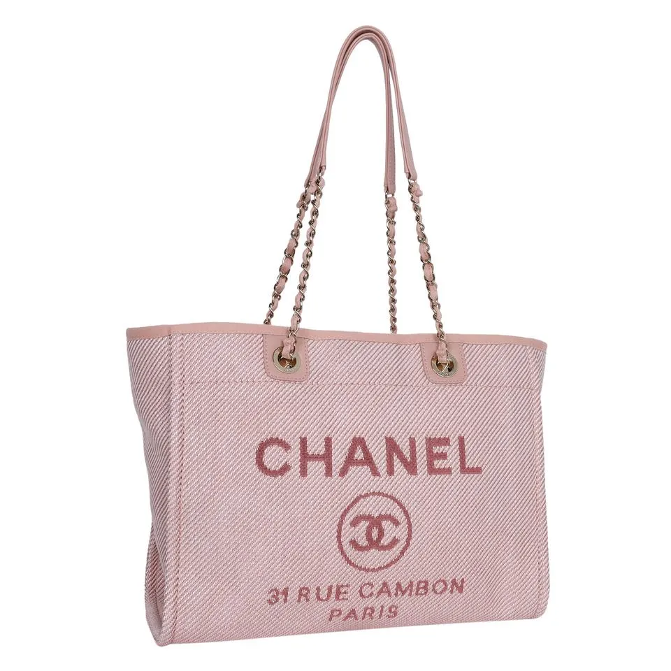 Deauville pink canvas large shopping tote NEW