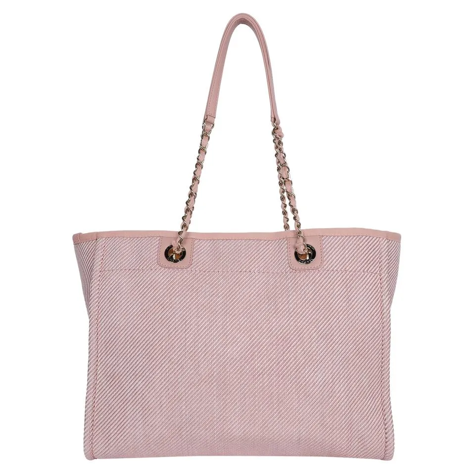 Deauville pink canvas large shopping tote NEW