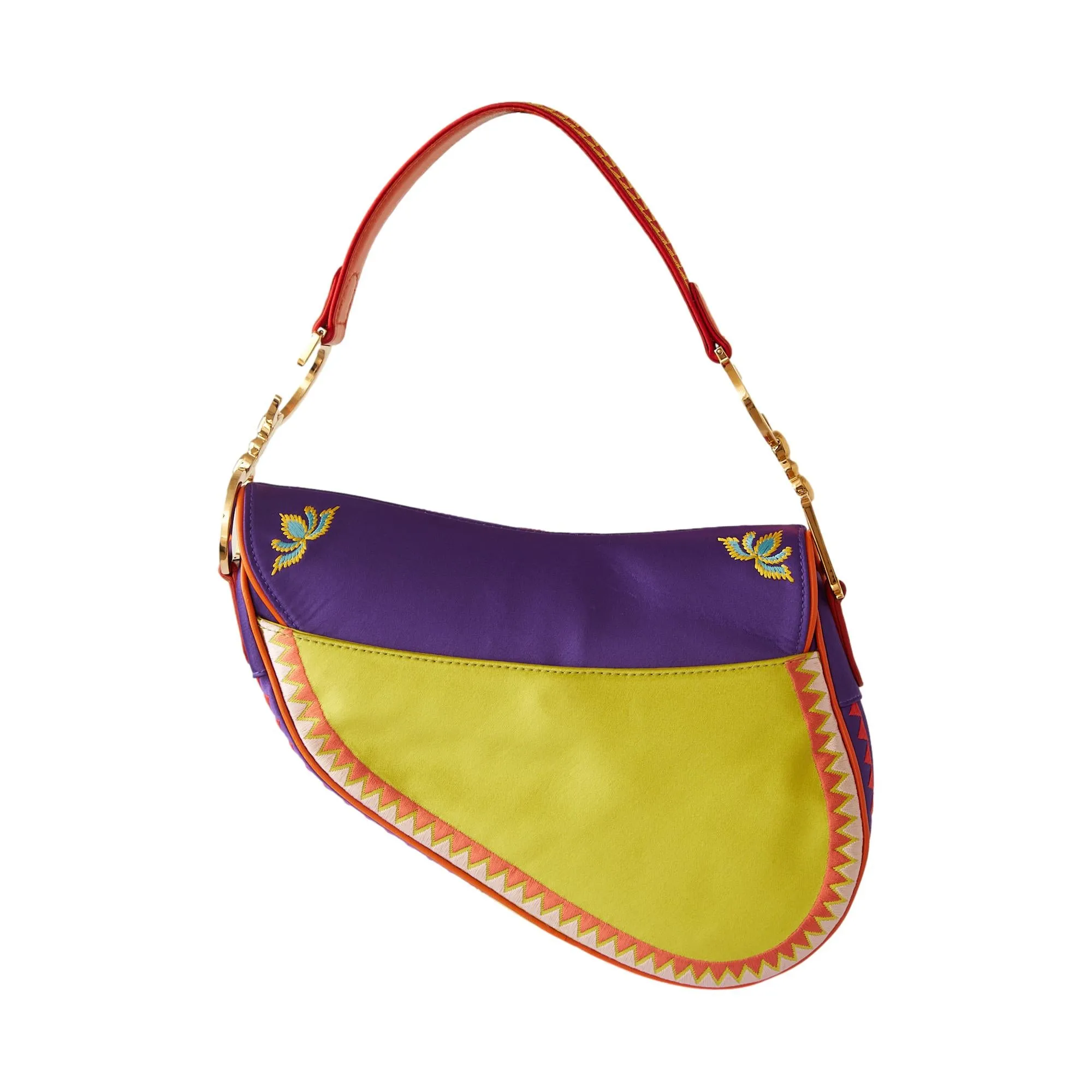 Dior Multicolor Embroidered Saddle Bag