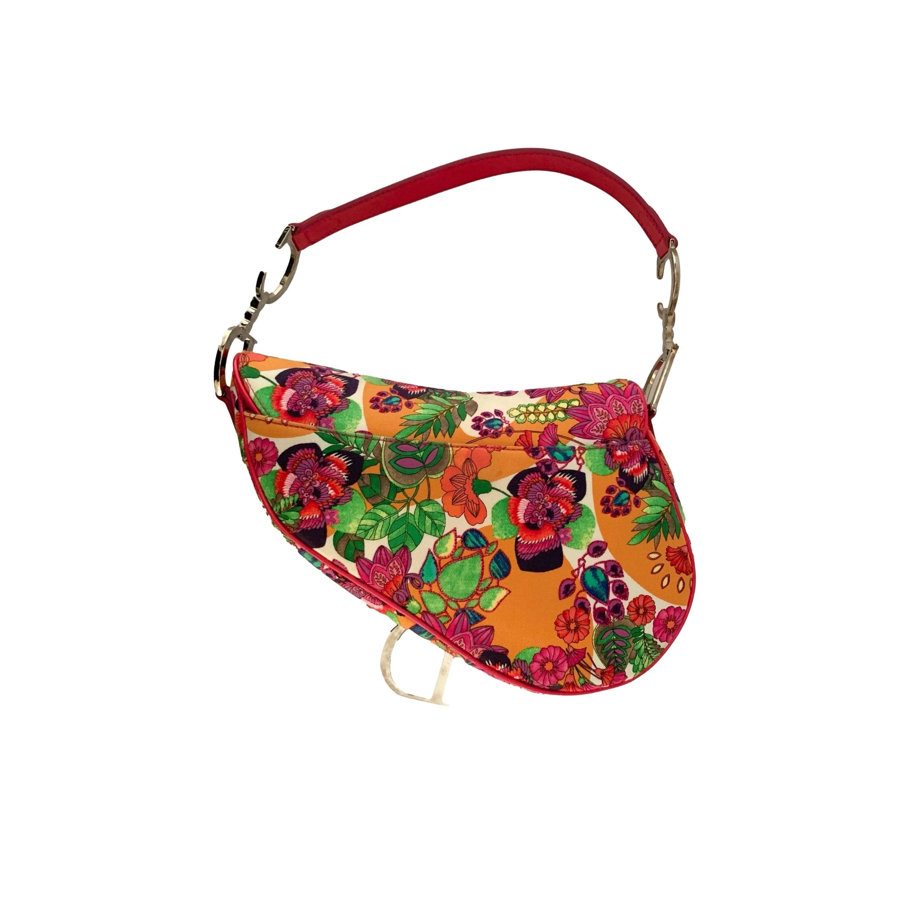 Dior Multicolor Floral Saddle Bag