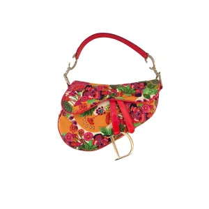 Dior Multicolor Floral Saddle Bag