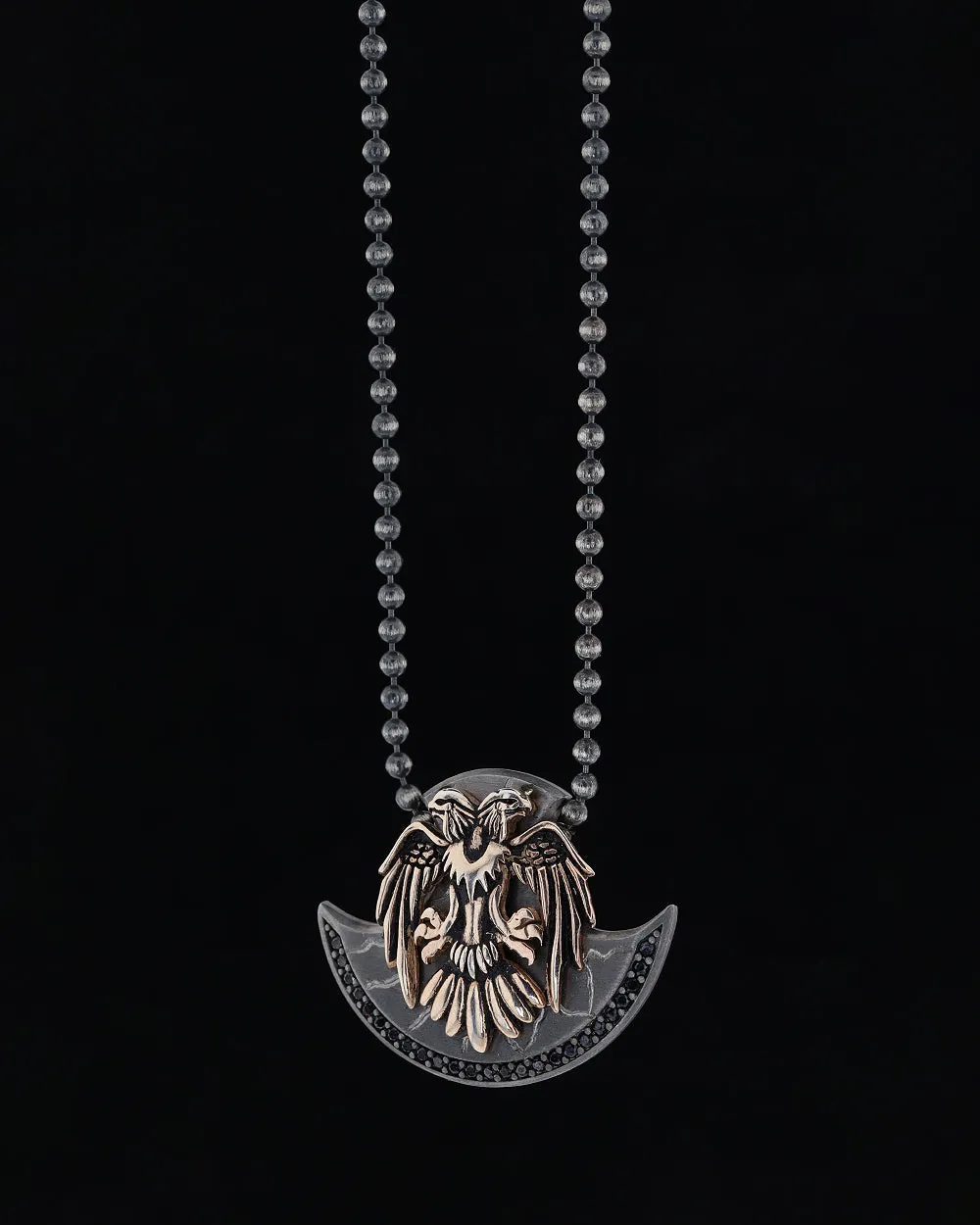 Double Head Eagle Sterling Silver Necklace