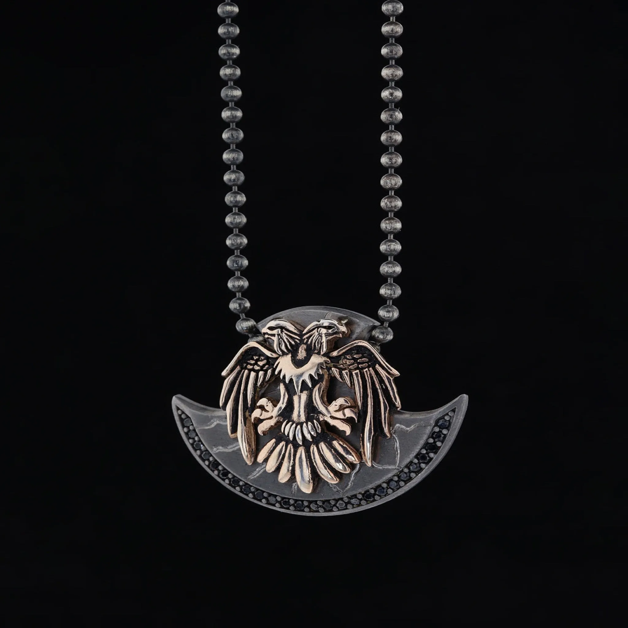 Double Head Eagle Sterling Silver Necklace