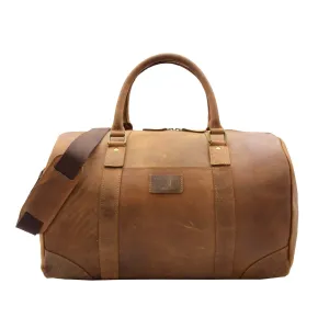 DR307 Genuine Leather Holdall Weekend Multi Use Duffle Bag Tan