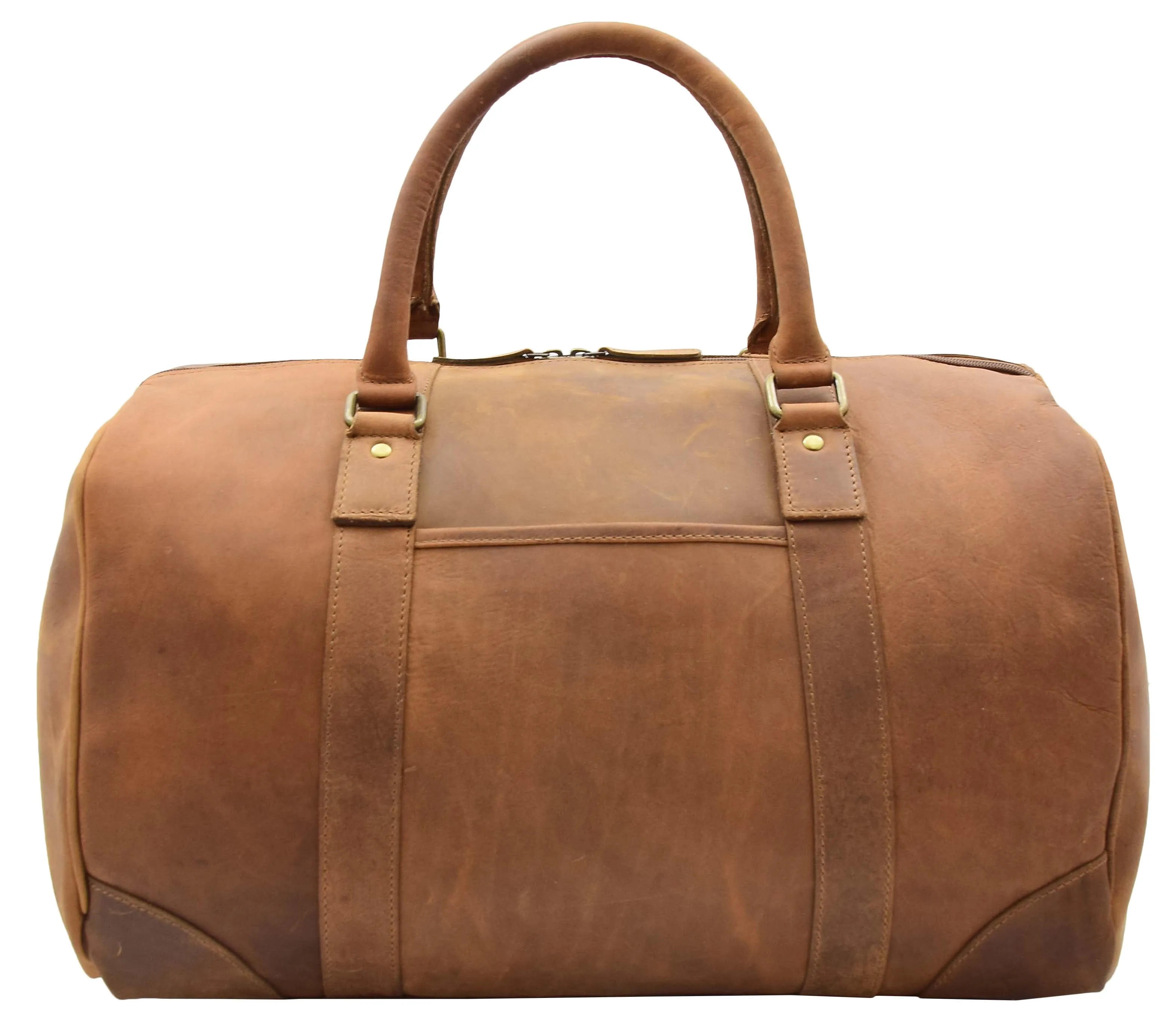 DR307 Genuine Leather Holdall Weekend Multi Use Duffle Bag Tan