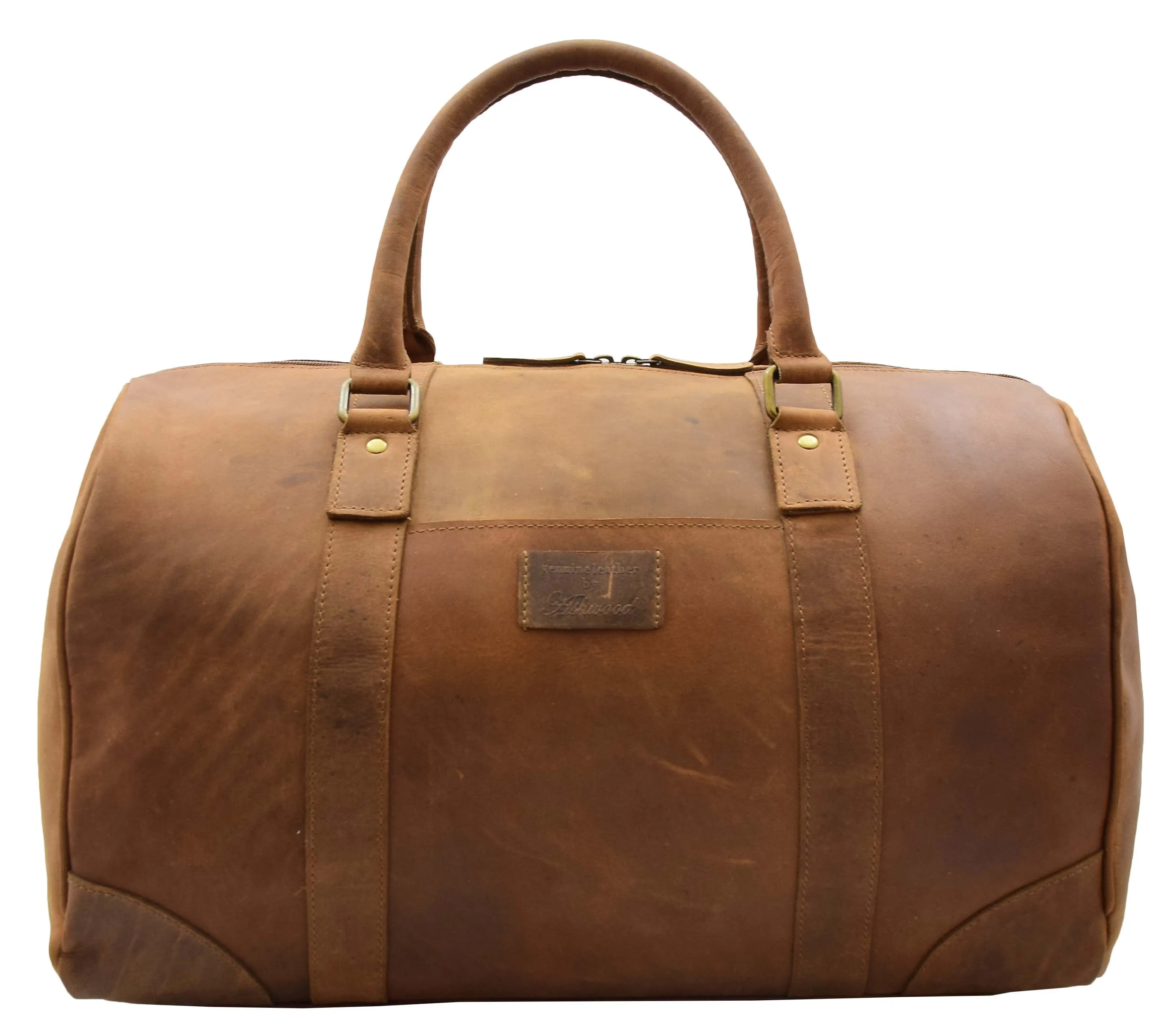 DR307 Genuine Leather Holdall Weekend Multi Use Duffle Bag Tan