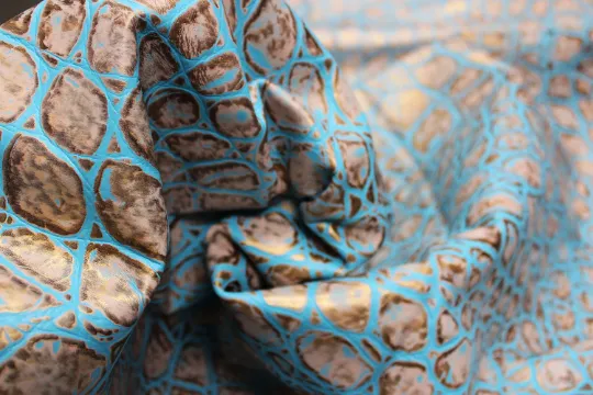 EMBOSSED TORTOISE LEATHER Turquoise Copper: Genuine Leather 2.5-3 oz. - Perfect for Handbags and Leather Crafts!
