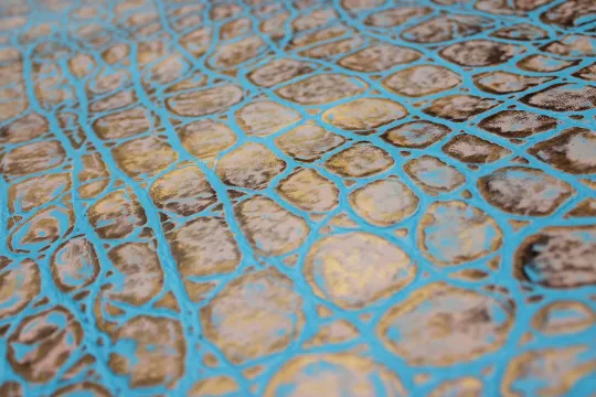 EMBOSSED TORTOISE LEATHER Turquoise Copper: Genuine Leather 2.5-3 oz. - Perfect for Handbags and Leather Crafts!