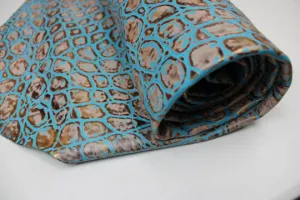 EMBOSSED TORTOISE LEATHER Turquoise Copper: Genuine Leather 2.5-3 oz. - Perfect for Handbags and Leather Crafts!