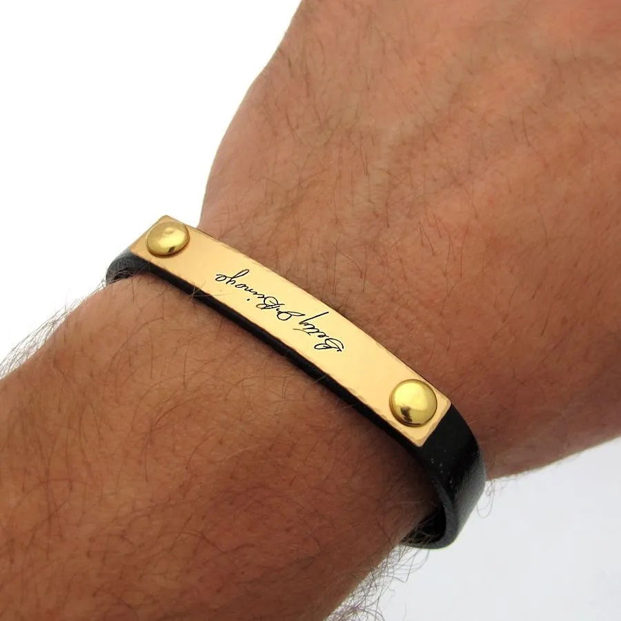 Engraved Signature Bracelet - Present for Men Keepsake gift for him