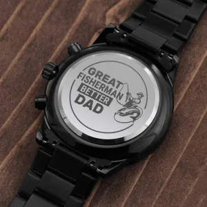 Engraved Watch Gift For Dad Who Loves Fishing
