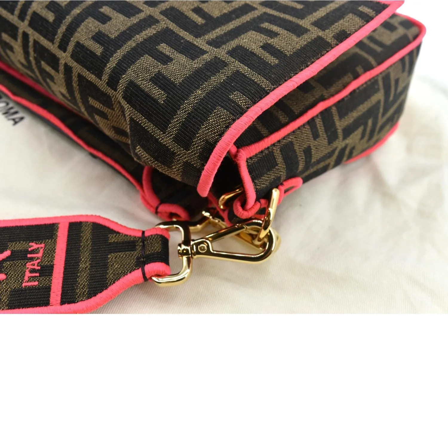 FENDI FF Roma 1974 Jacquard Canvas Shoulder Bag Pink - Hot Deals