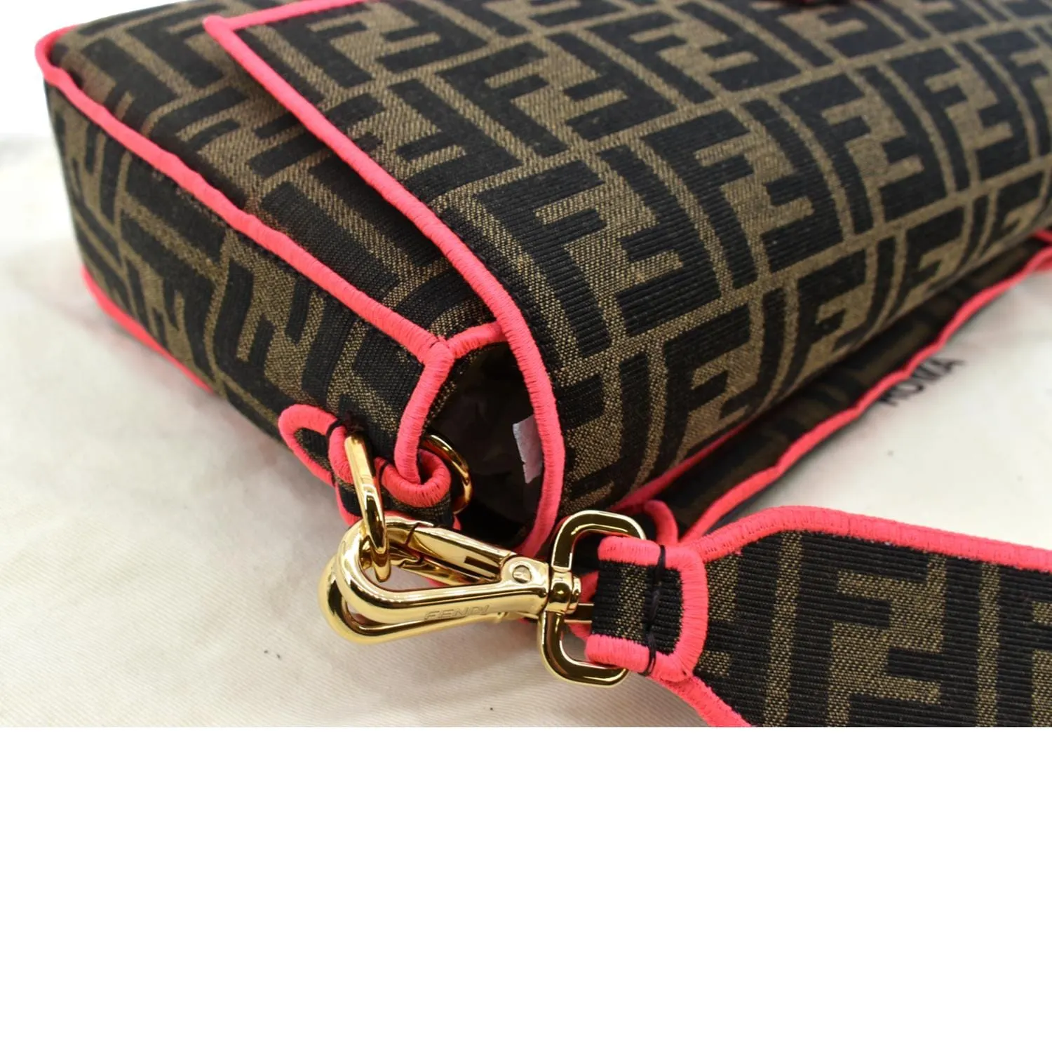 FENDI FF Roma 1974 Jacquard Canvas Shoulder Bag Pink - Hot Deals