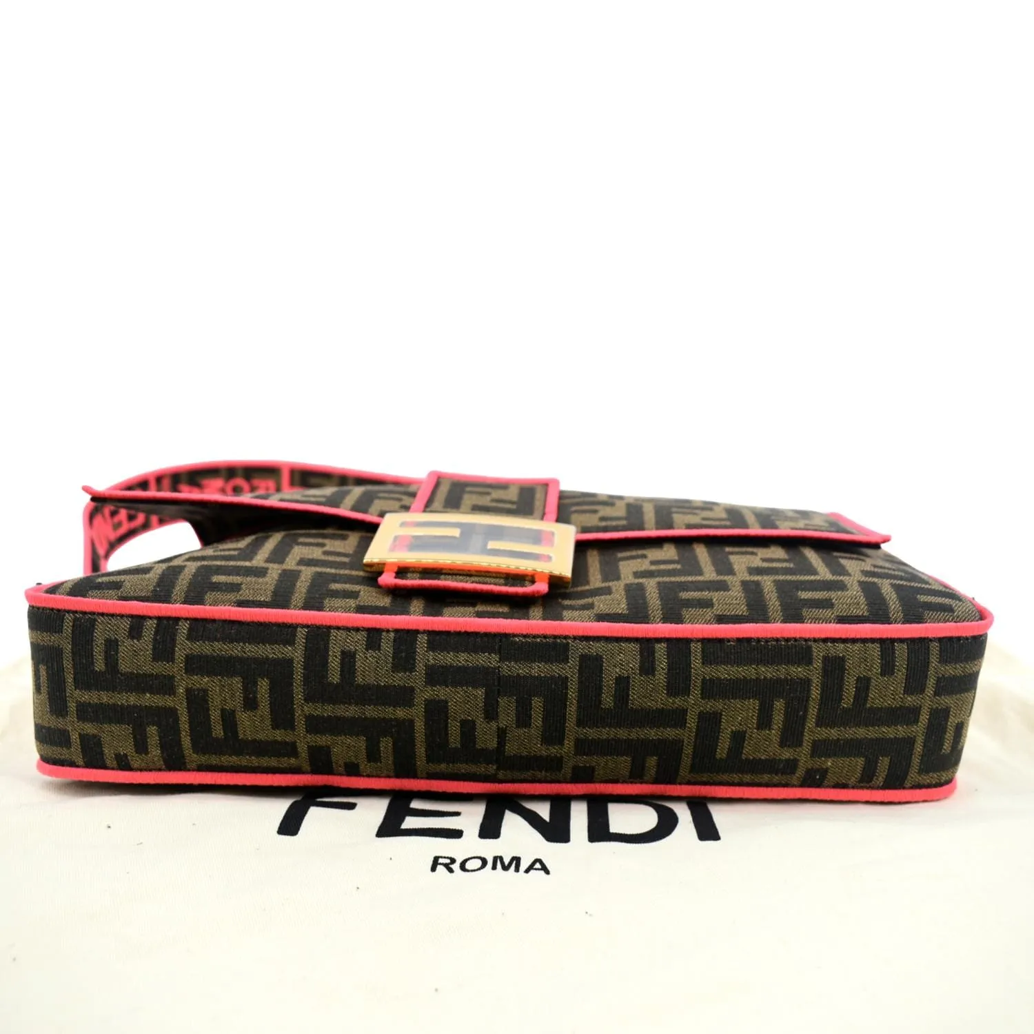 FENDI FF Roma 1974 Jacquard Canvas Shoulder Bag Pink - Hot Deals