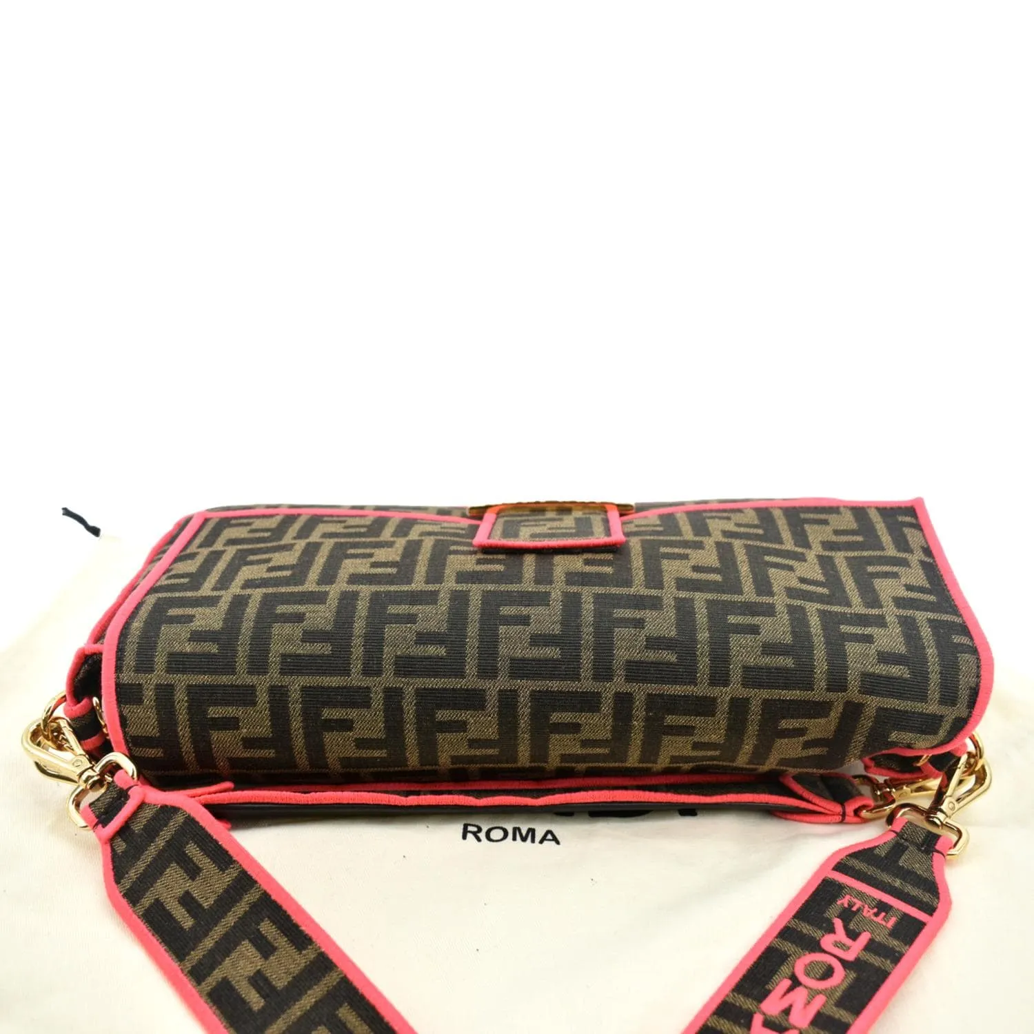 FENDI FF Roma 1974 Jacquard Canvas Shoulder Bag Pink - Hot Deals