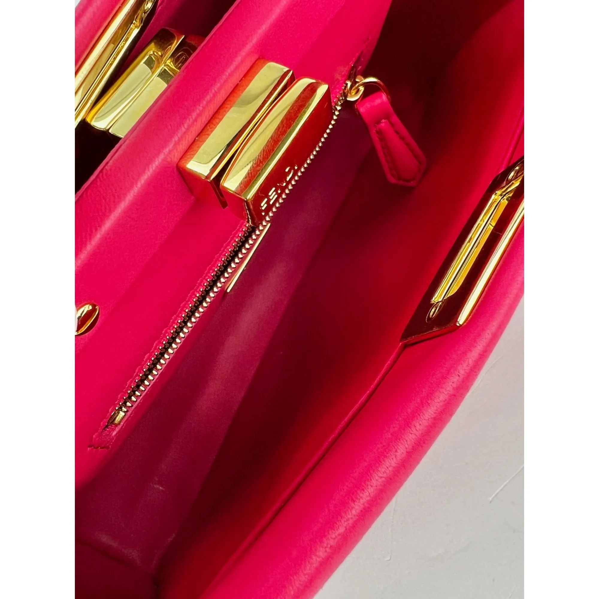 Fendi Mini Peekaboo Pink Leather Hand Shoulder Bag