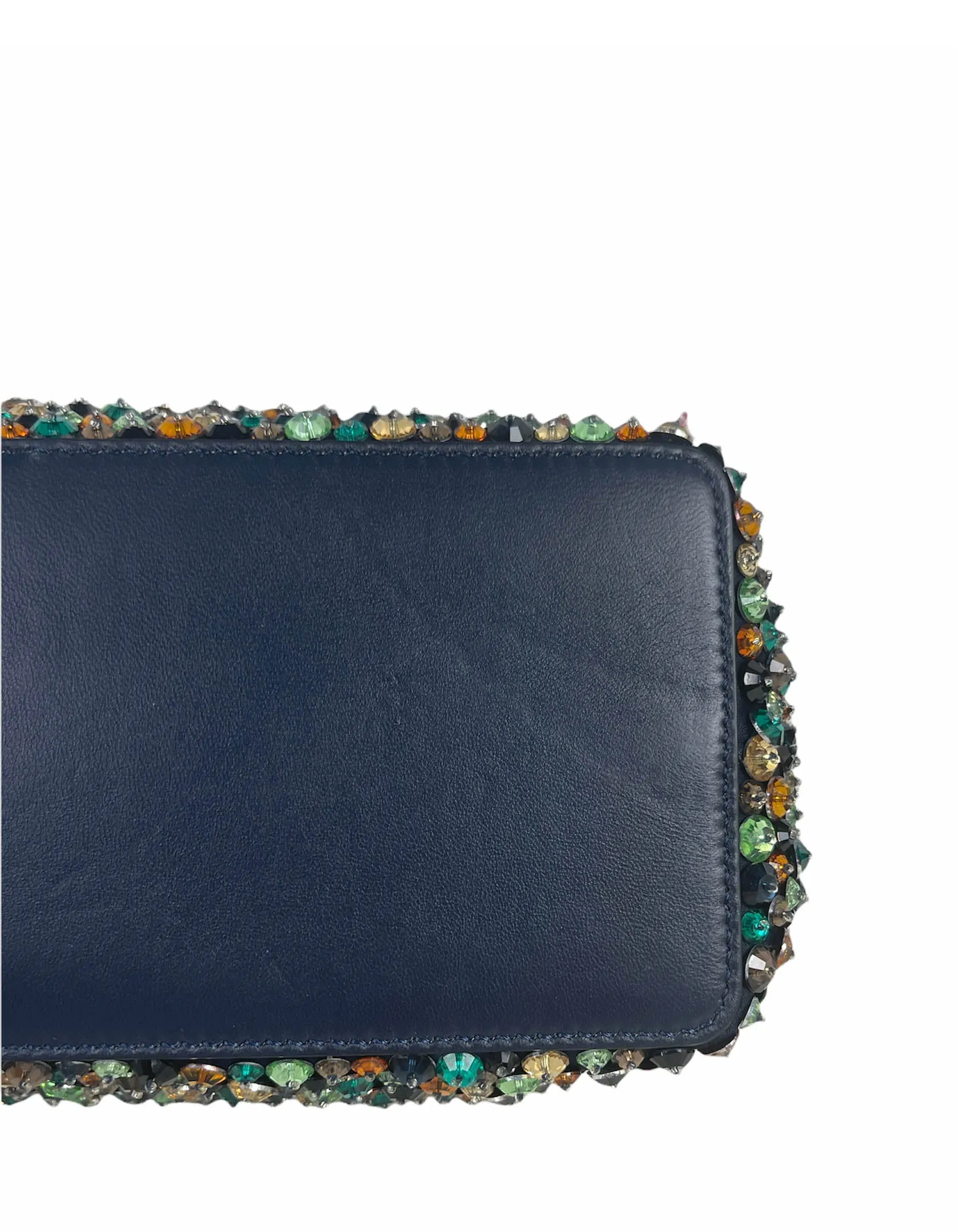 Fendi Navy Leather Mini Peekaboo Crossbody w/ Multicolor Jewels