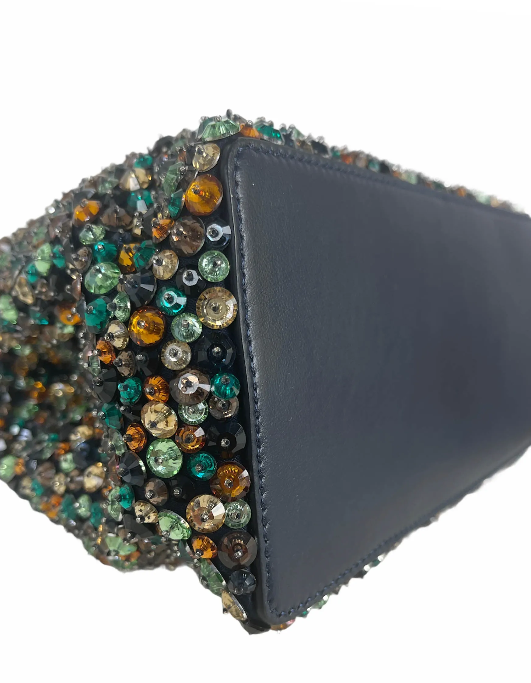 Fendi Navy Leather Mini Peekaboo Crossbody w/ Multicolor Jewels