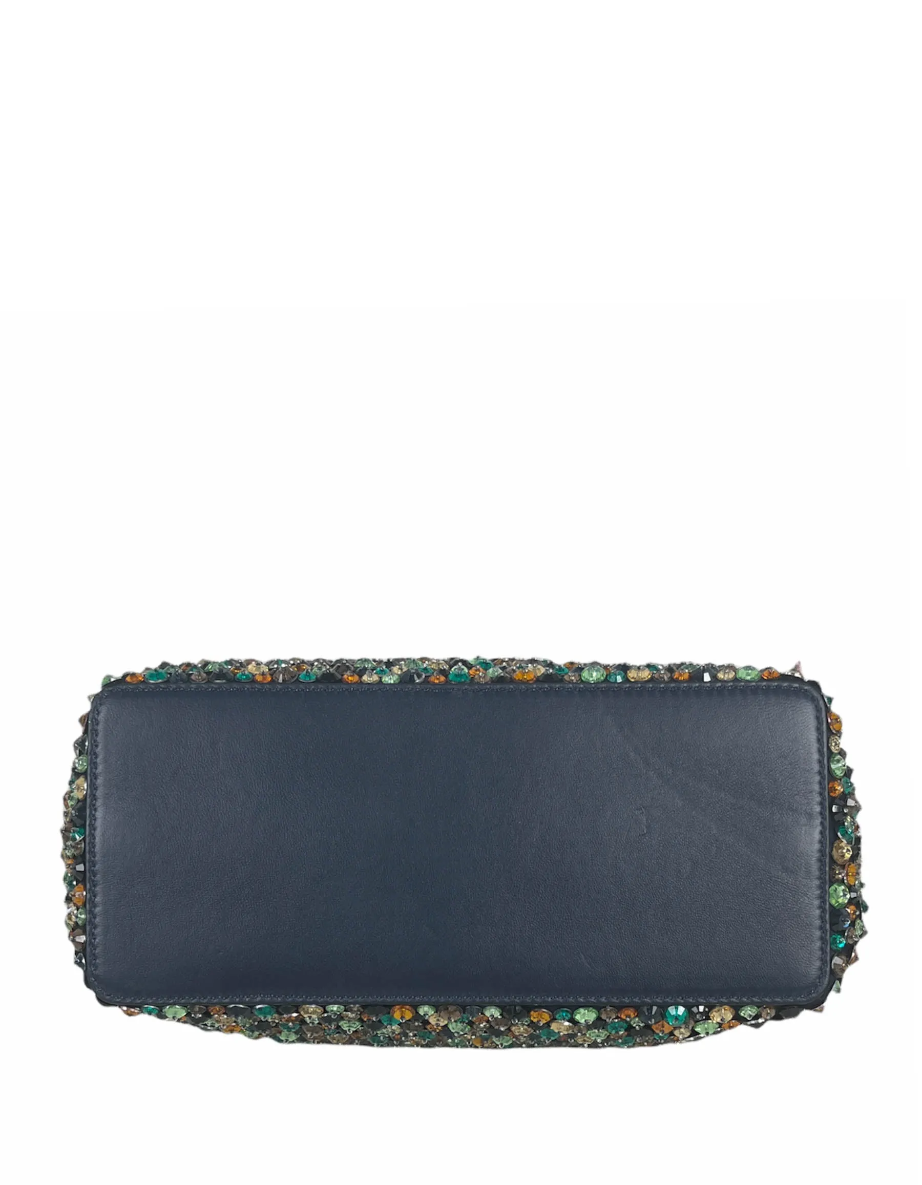 Fendi Navy Leather Mini Peekaboo Crossbody w/ Multicolor Jewels