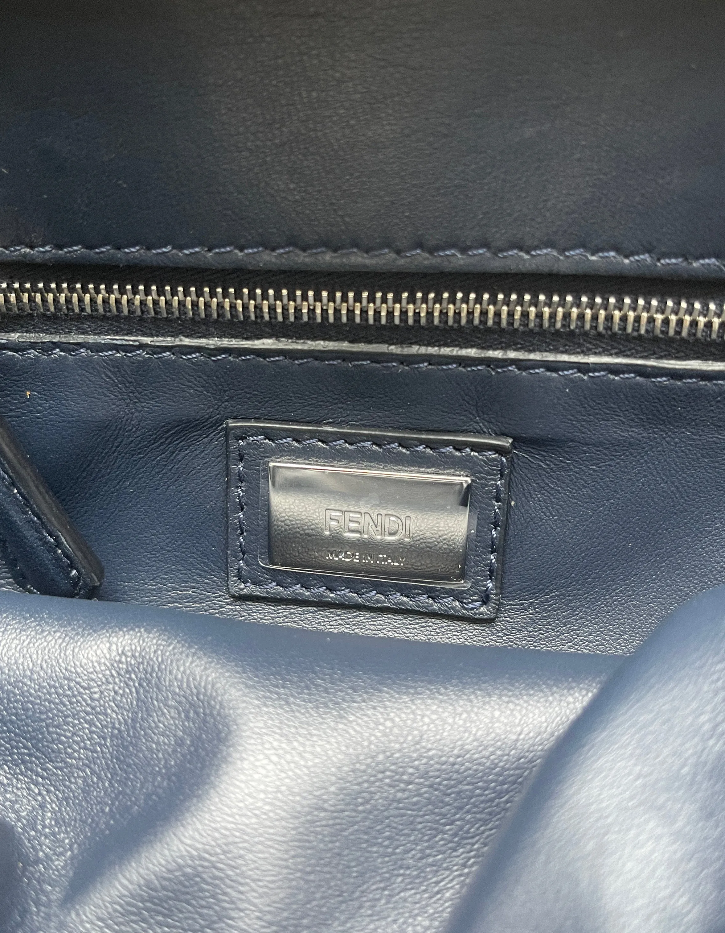 Fendi Navy Leather Mini Peekaboo Crossbody w/ Multicolor Jewels