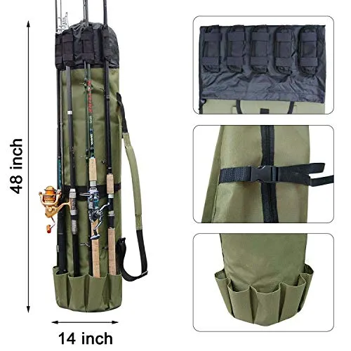 Fishing Bag Fishing Rod Reel Case Carrier Holder Fishing Pole Storage Bags Fishing Gear Organizer Travel Carry Case Bag by Shaddock