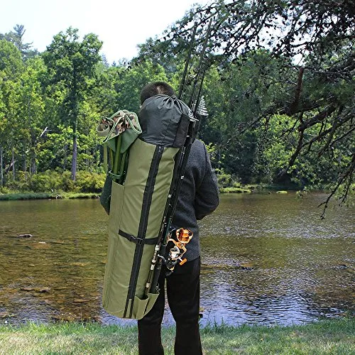 Fishing Bag Fishing Rod Reel Case Carrier Holder Fishing Pole Storage Bags Fishing Gear Organizer Travel Carry Case Bag by Shaddock