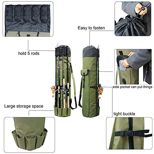 Fishing Bag Fishing Rod Reel Case Carrier Holder Fishing Pole Storage Bags Fishing Gear Organizer Travel Carry Case Bag by Shaddock