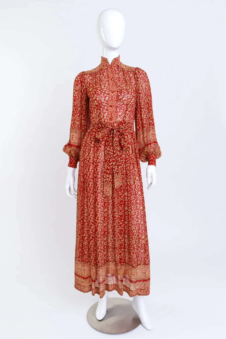 Floral Silk Peasant Dress