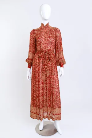 Floral Silk Peasant Dress